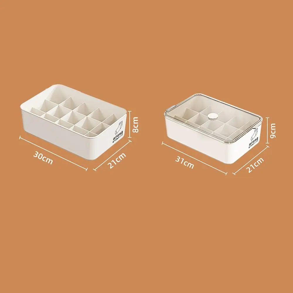 10/15 Grids Underwear Storage Box with Cover Dustproof Panties Socks Organizer Case Classification Stable Stacking