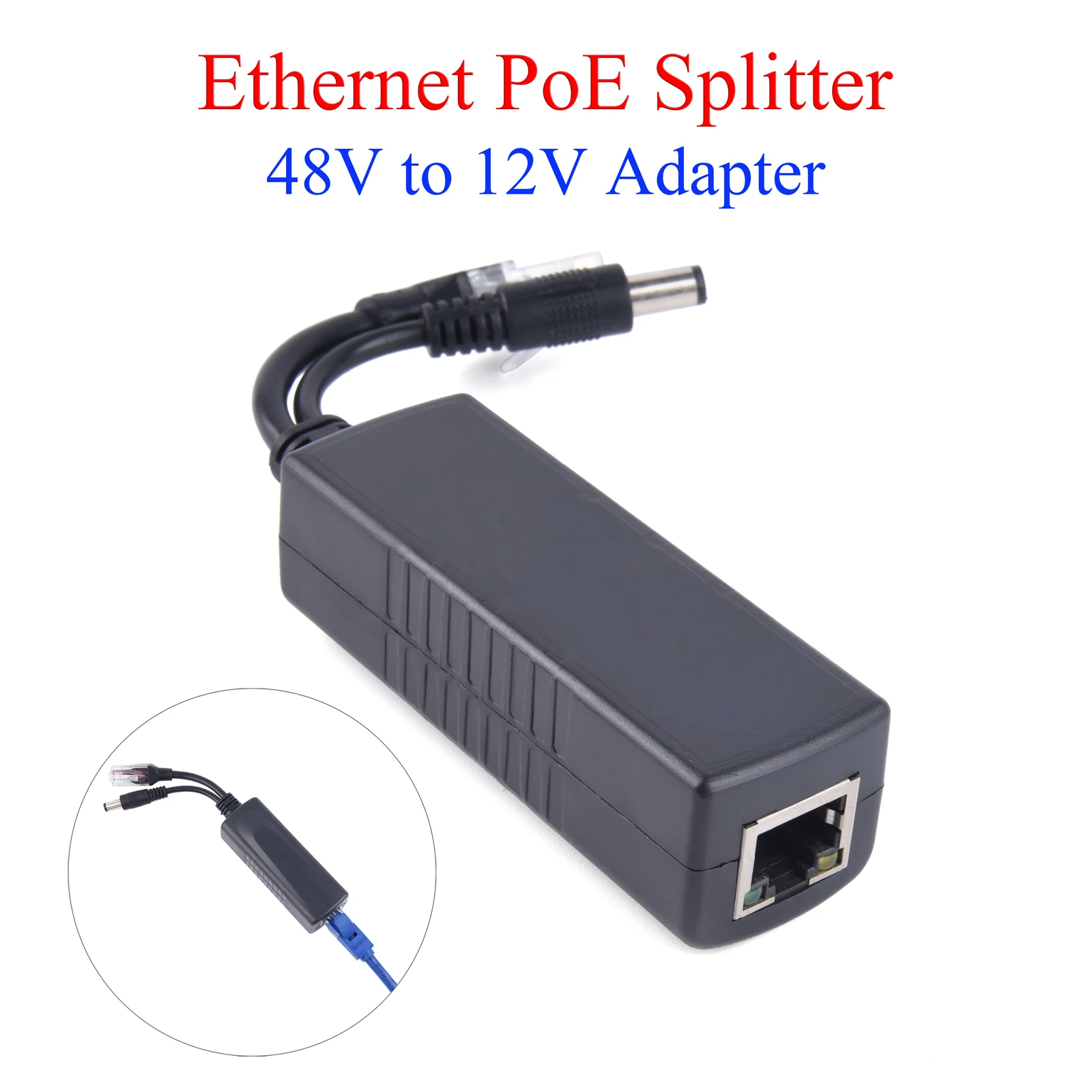 POE Splitter 48V to 12V 10/100M IEEE802.3af/at Standard Ethernet Connectors Adapter Power Supply Module Cable For IP Camera