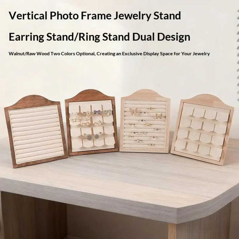 1 Stück Holzständer für Ohrringe, Ringe, Fotorahmen, Schmuck-Displayständer, Schmuckhalter, Samt-Schmuckablage, Ladentheken-Requisiten zur Präsentation – Detail 7