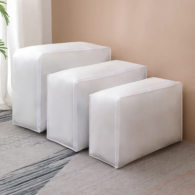 1個-ジッパー付き蓋付き大型収納バッグ、寝具収納容器、衣類、ズボン収納、丈夫なジッパー