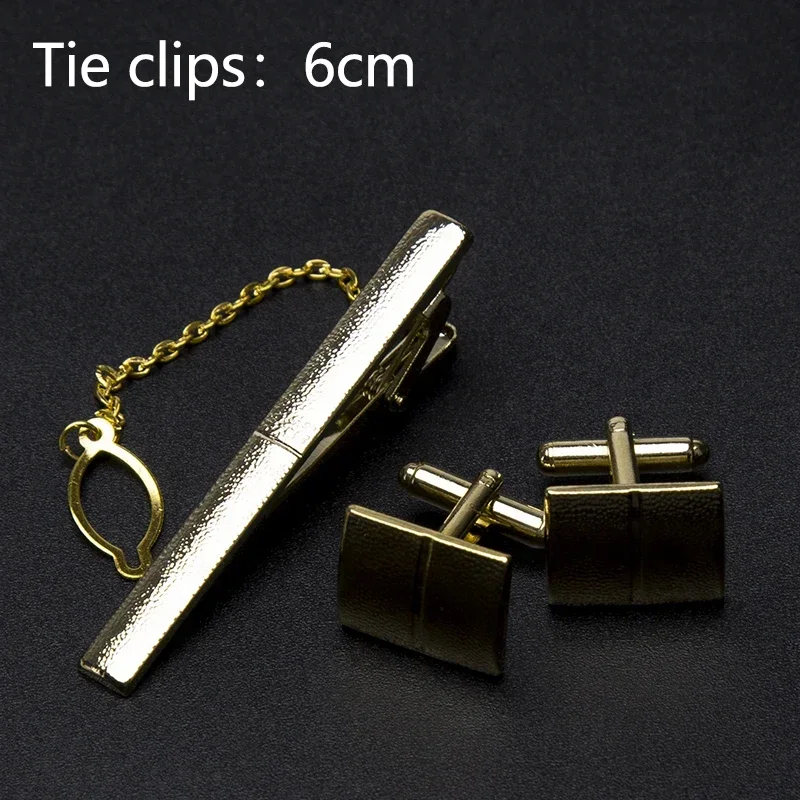 Men\'s Classic Tie Clips Cufflinks Set Luxury Tie Pin Accessories Shirts Cuff Tie Clips Fashion Cufflink for Men Gifts Jewelry