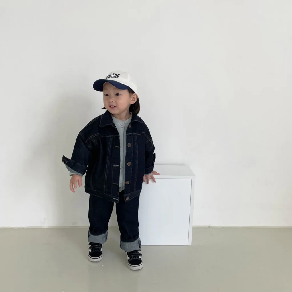 Autumn New Children Long Sleeve Denim Coat Solid Boys Jacket Baby Girl Casual Coat Infant Single Breasted Outerwear Kids Clothes 5