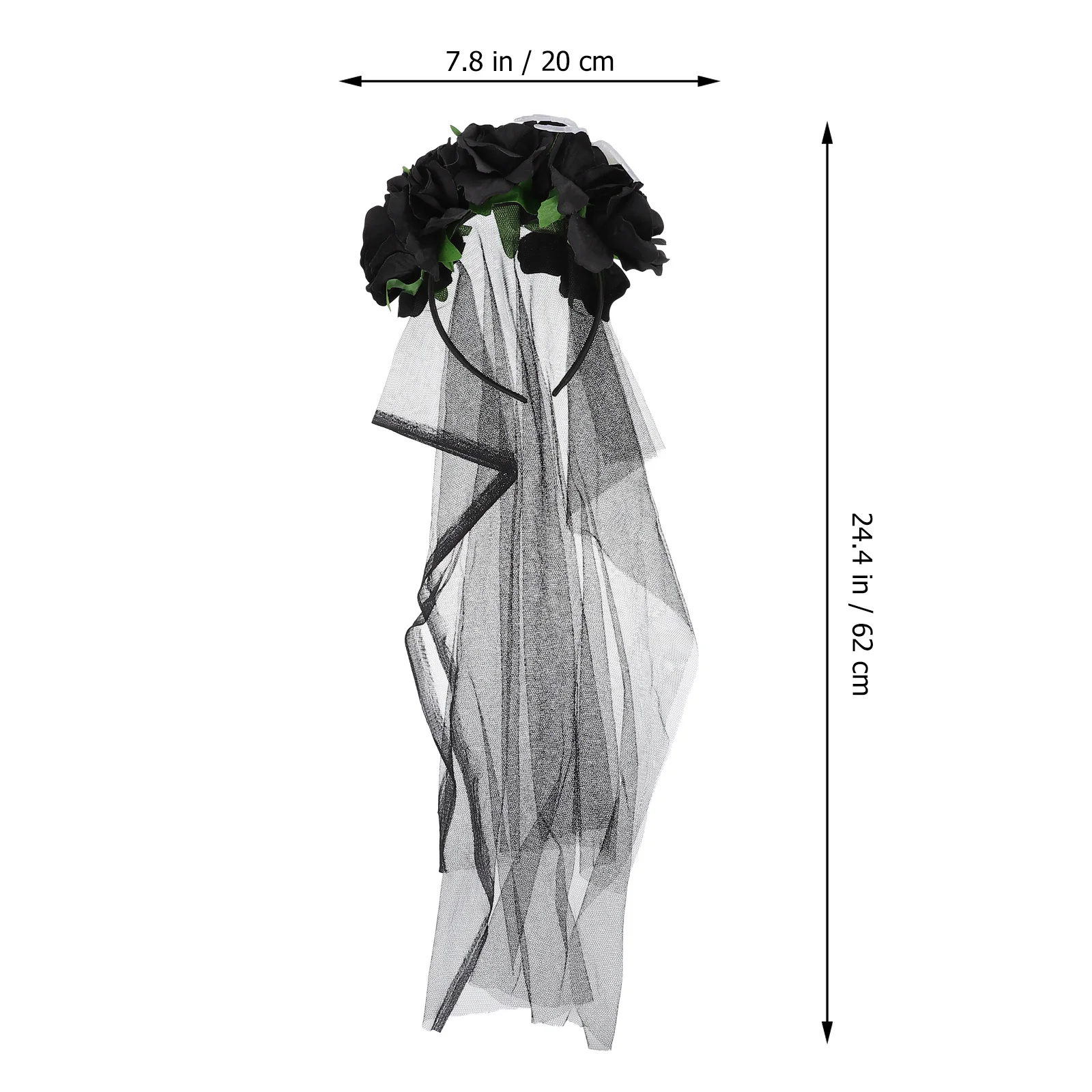 

Accessory Floral Veil Headband Roses Halloween Flower Headpiece Black Mesh Headdress