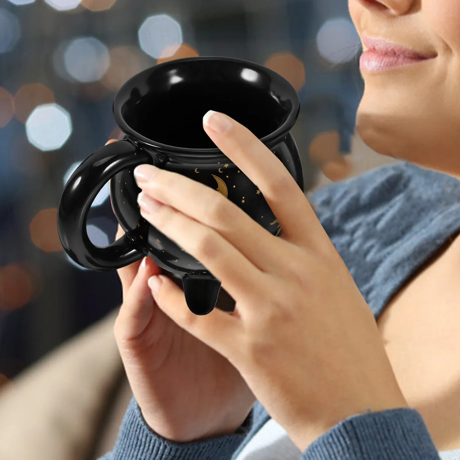Coffee Mug Black Ceramic Witch Mugs,Adorable Sorceress’s Potion Themed Cups,Ideal for Christmas Thanksgiving Part