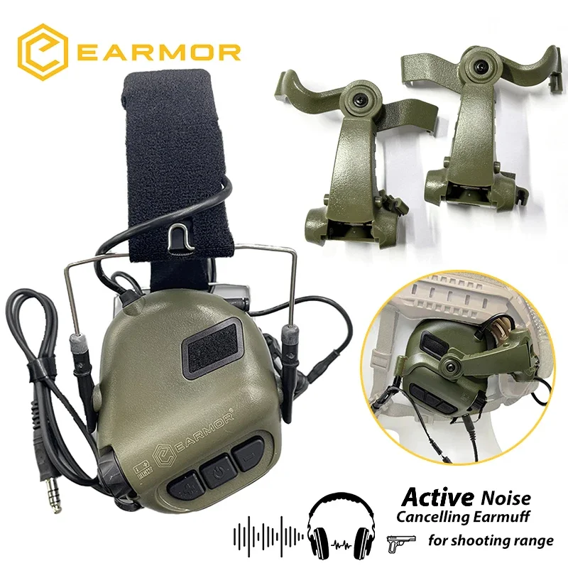 EARMOR M32X Tactical Helmet Headphones Electronic Shooting Earmuffs Equipped with ARC Helmet Rail Adapter