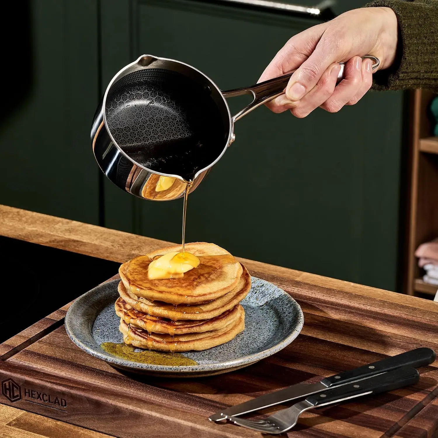 0.5QT Hybrid Nonstick Milk Pot Saucier Induction Compatible Stay-Cool Handles Dishwasher and Oven Safe up to 900°F All Cooktops Compatible