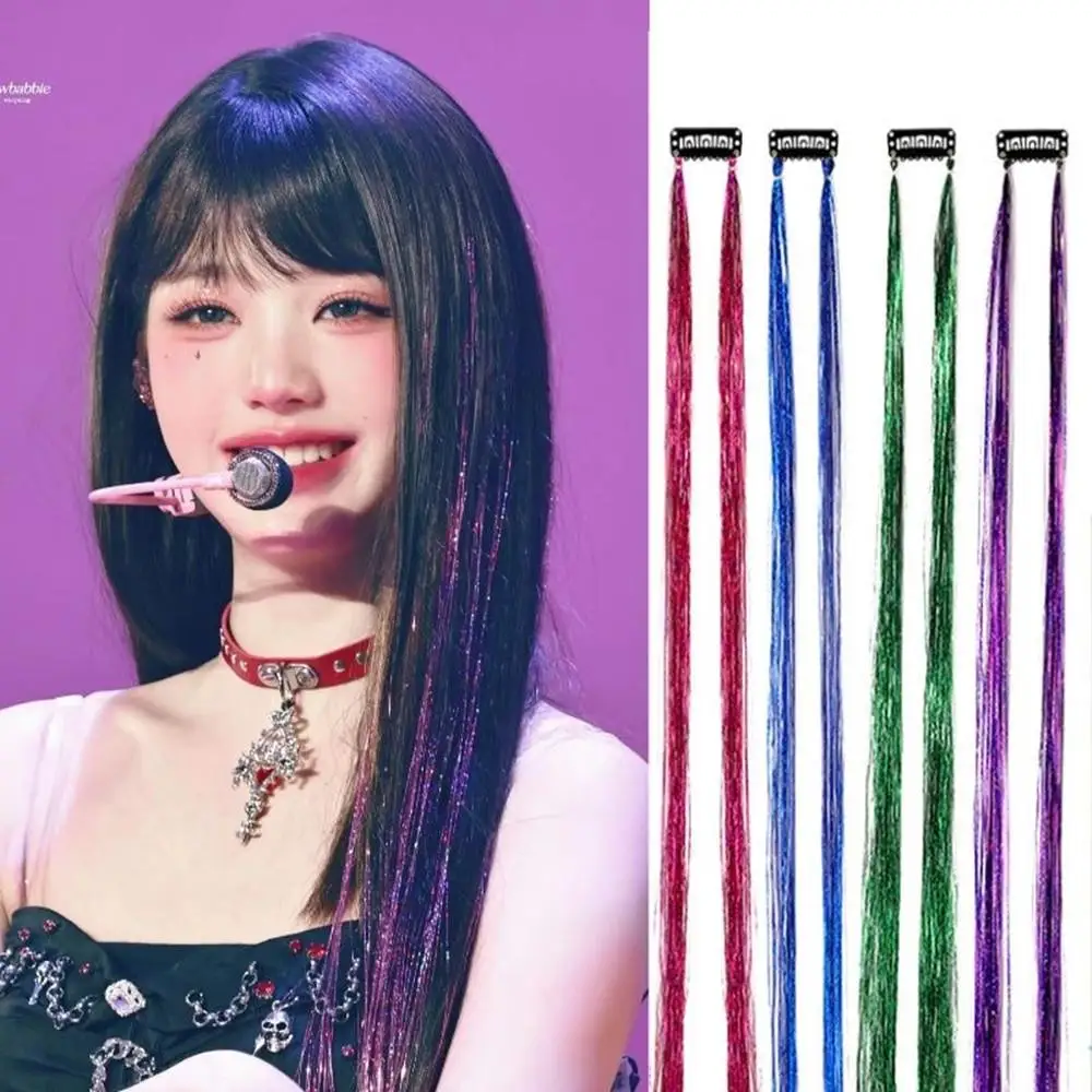 

12 шт., зажим для волос с мишурой, блестящая мишура для наращивания волос, синтетический зажим в блеске, музыкальная девушка, женские праздничные аксессуары для волос для вечеринок