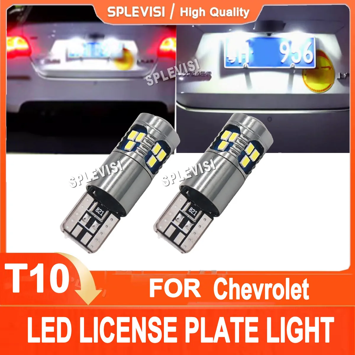 2x 12v 6000k White T10 LED License Plate Light Bulbs For Chevy Chevrolet Impala Malibu Tahoe Equinox Traverse Cruze Colorado