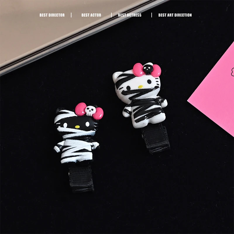 Y2k Dark Bandage Hello Kitty Hair Clip Duckbill Clip Girl Hair Pin Bangs Side Clip Woman Headwear Barrette Hair Accessories