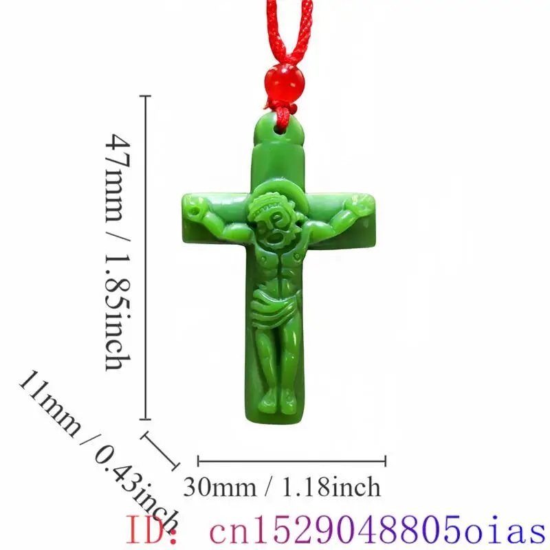 Green Real Jade Cross Pendant Necklace Gifts for Women Gemstone Gift Charm Designer Fashion Carved Jewelry Natural Jasper Stone