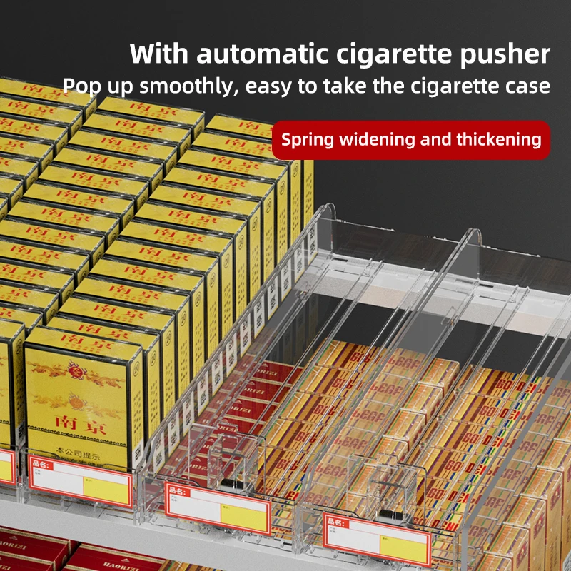 

Multi-Tier Cigarettes Display Stand Large Capacity Automatic Cigarette Pusher Popup Smoothly Easy To Take The Smoke Case Cabinet