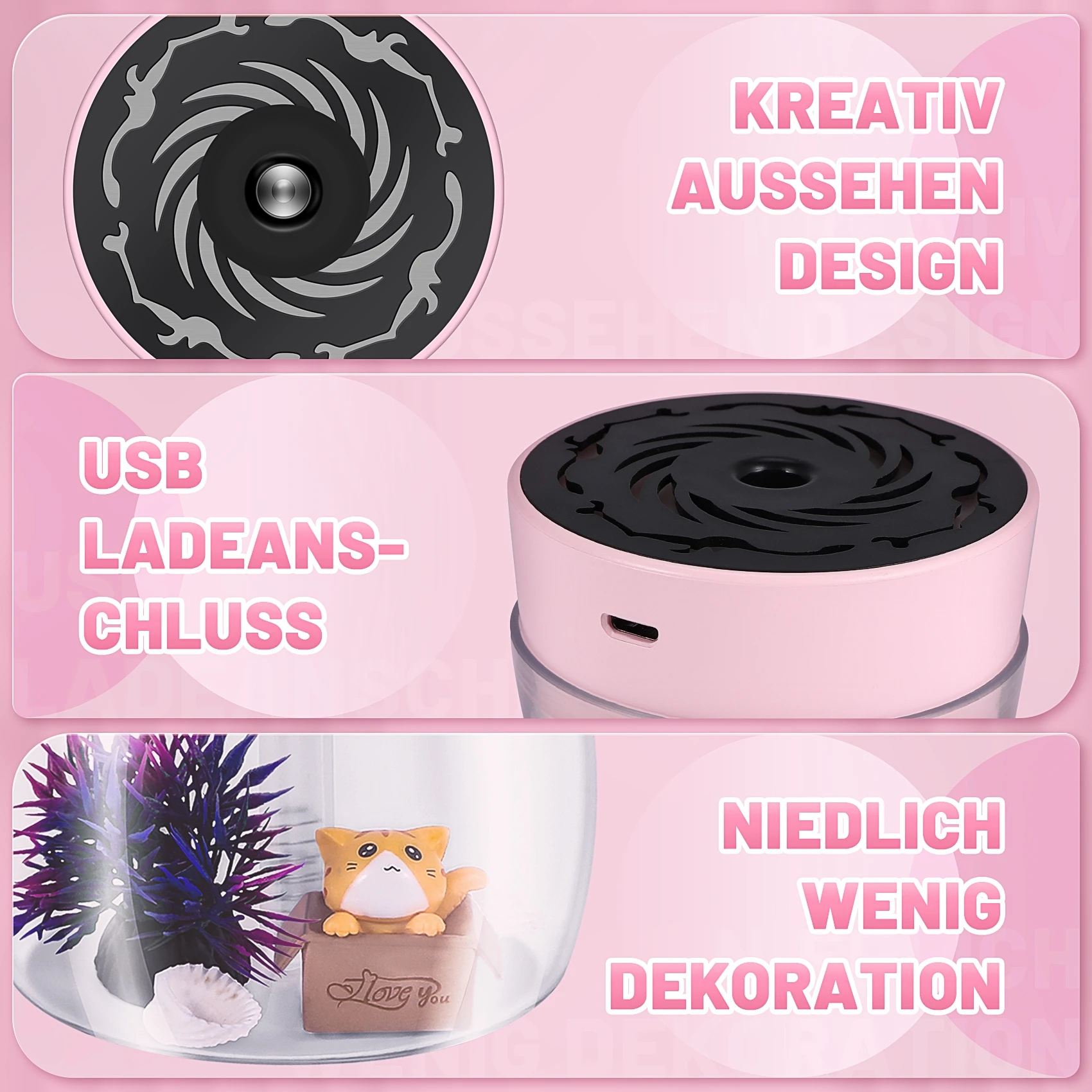 Aparelhos de compras bonito umidificador de névoa fria escritório quarto purificador de ar carregamento usb umidificador de ar kawaii com luz led ar