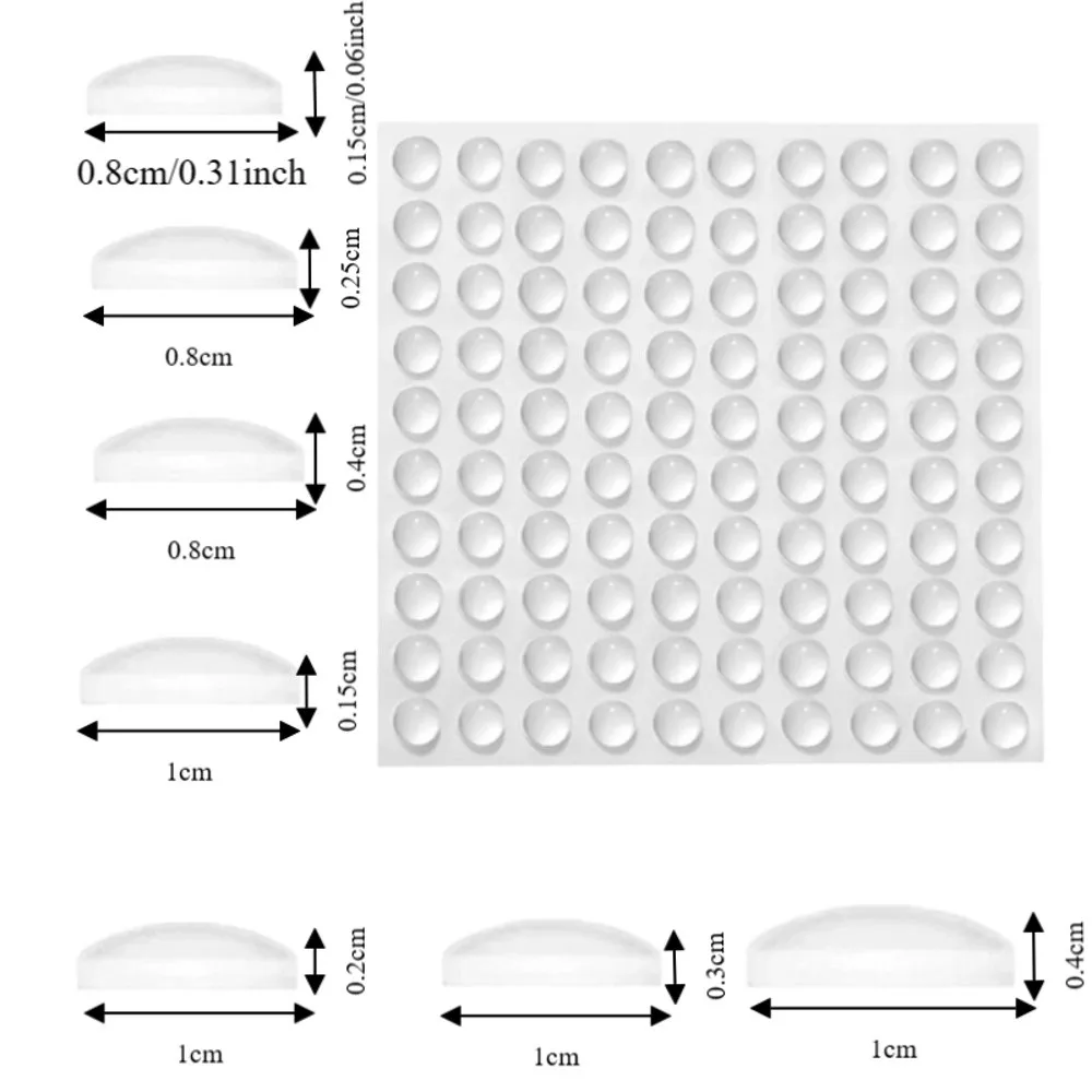 100pcs Soft Silicone Rubber Silicone Furniture Pads Self Adhesive Anti Slip Bumpers Cabinet Bumpers Protective Pad
