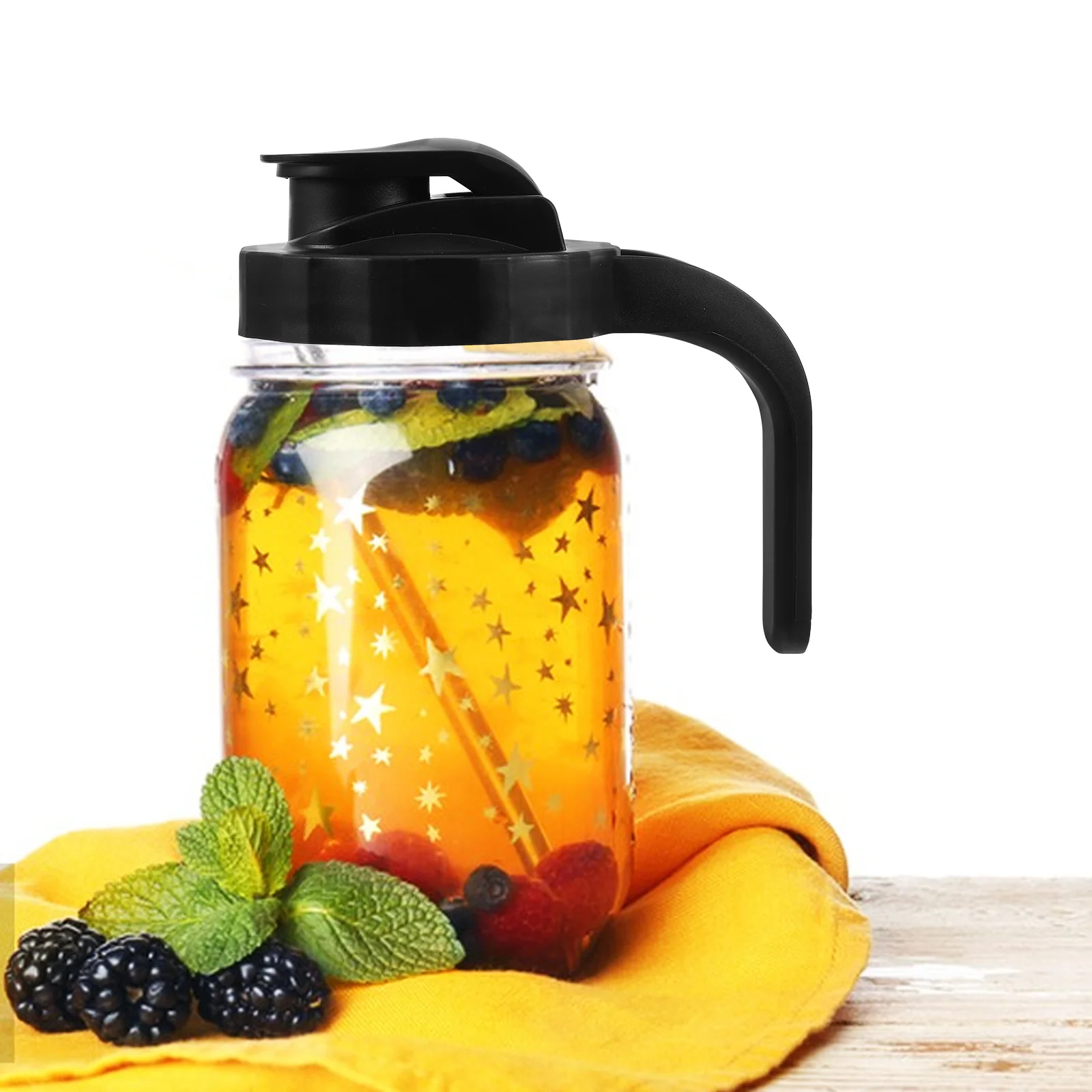 

Mason Plastic Lid 86Mm Wide Mouth Pour Spout With Handle For Gallon Jars Reusable Jar Lid Wide Kitchen Accessories