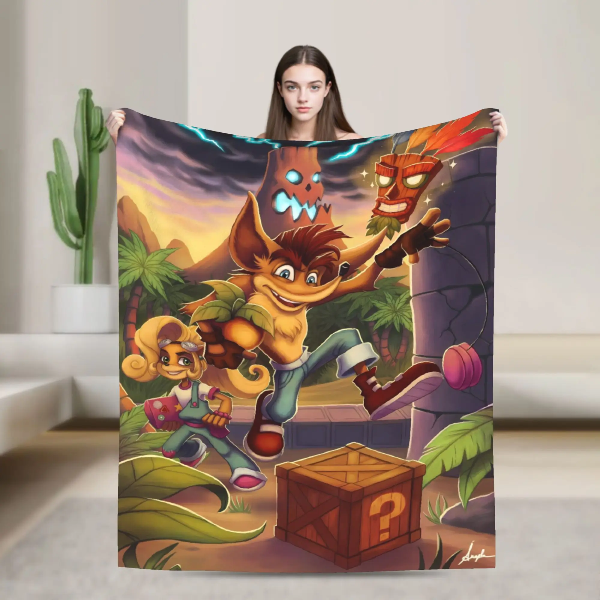 Crash Bandicoot Family Trip Blanket Quality Super Soft  Throw Blanket Winter Girls Boys Living Room Print Bedspread