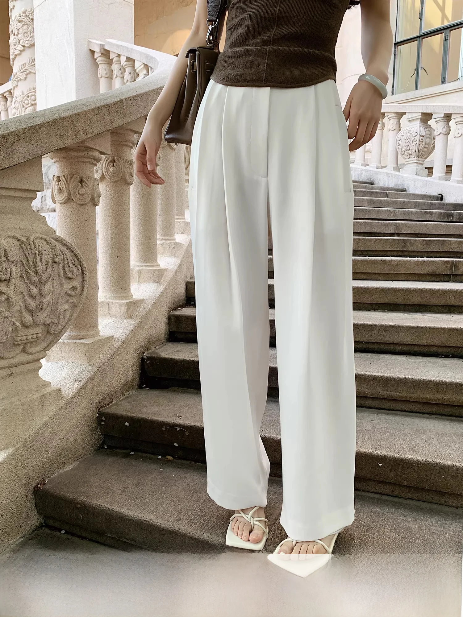 

Женские брюки из высококачественного вискозного материала Yang Xiao Yao, прямого кроя, модные, весна-лето, новые, универсальные, длинные