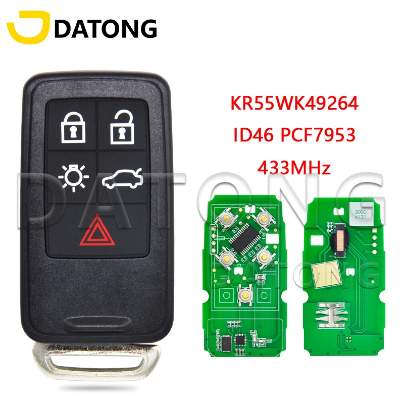 Datong World Car Remote Control Key For Volvo S60 S60L S80 XC60 XC70 V40 V60 ID46 PCF7953 433-434MHz KR55WK49264 Non-Keyless