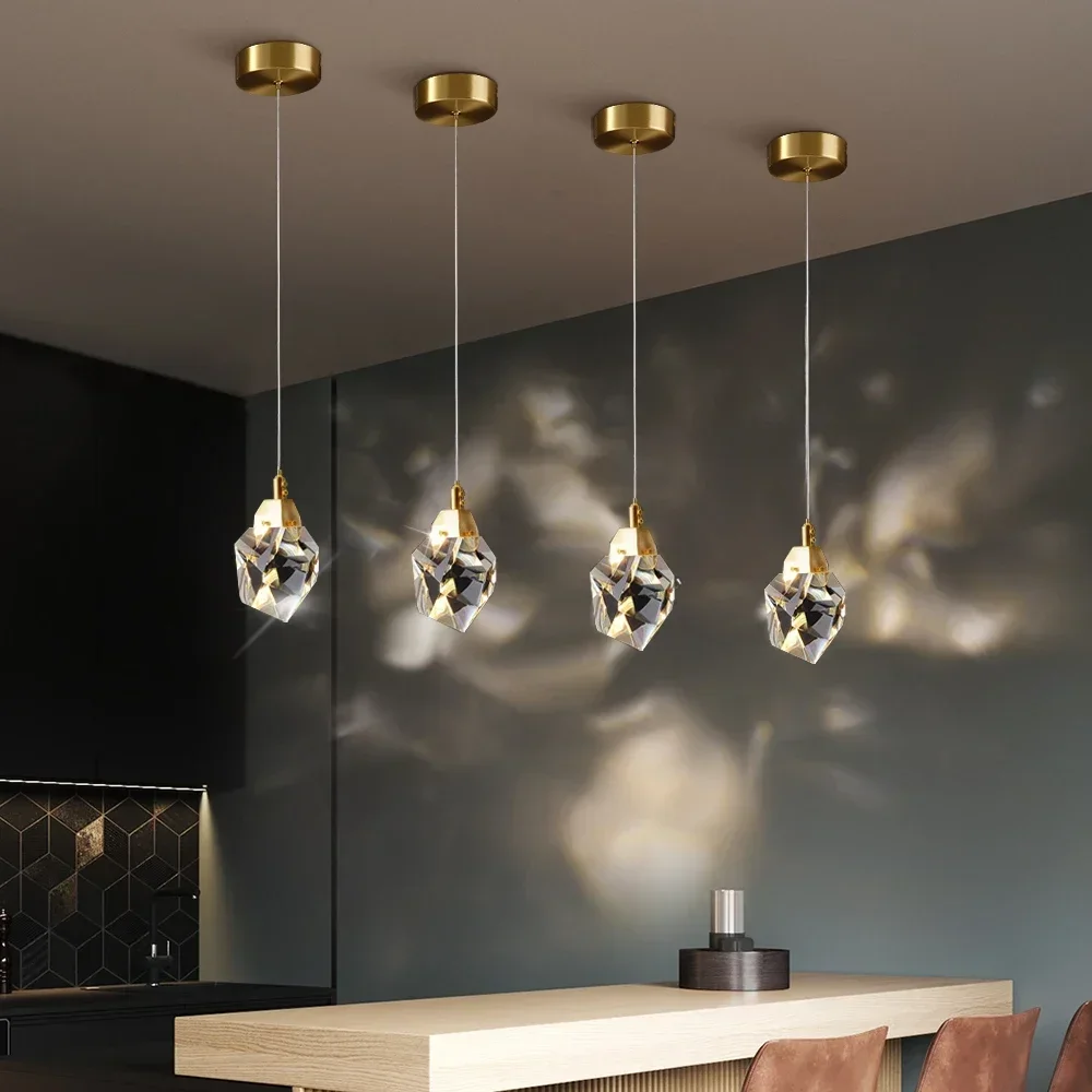 Diamond  Modern Crystal Pendant Lights Living Dining Room Bedroom Kitchen Indoor Lighting Home Decor Loft Spiral Hanging Lamps