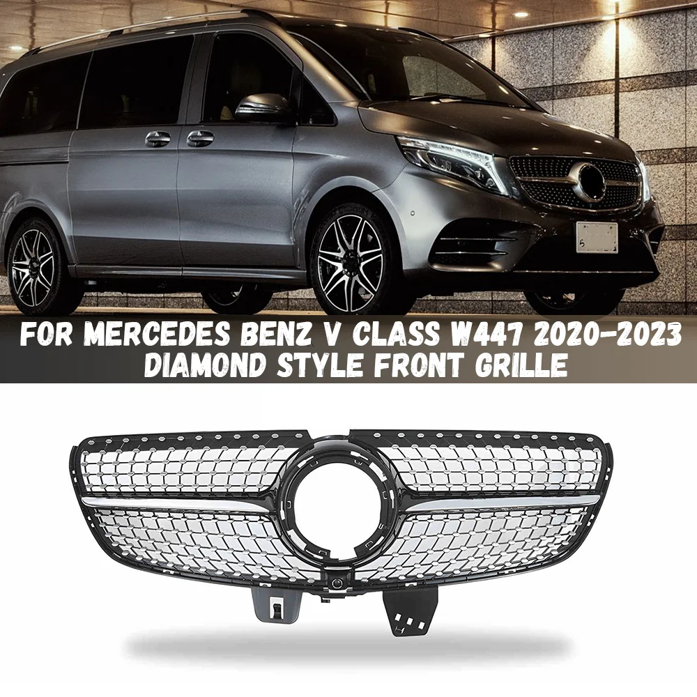 

For Mercedes Benz V Class W447 2020-2023 Diamond Style Front Bumper Grille Inlet Grill Tuning Hood Mesh Grid