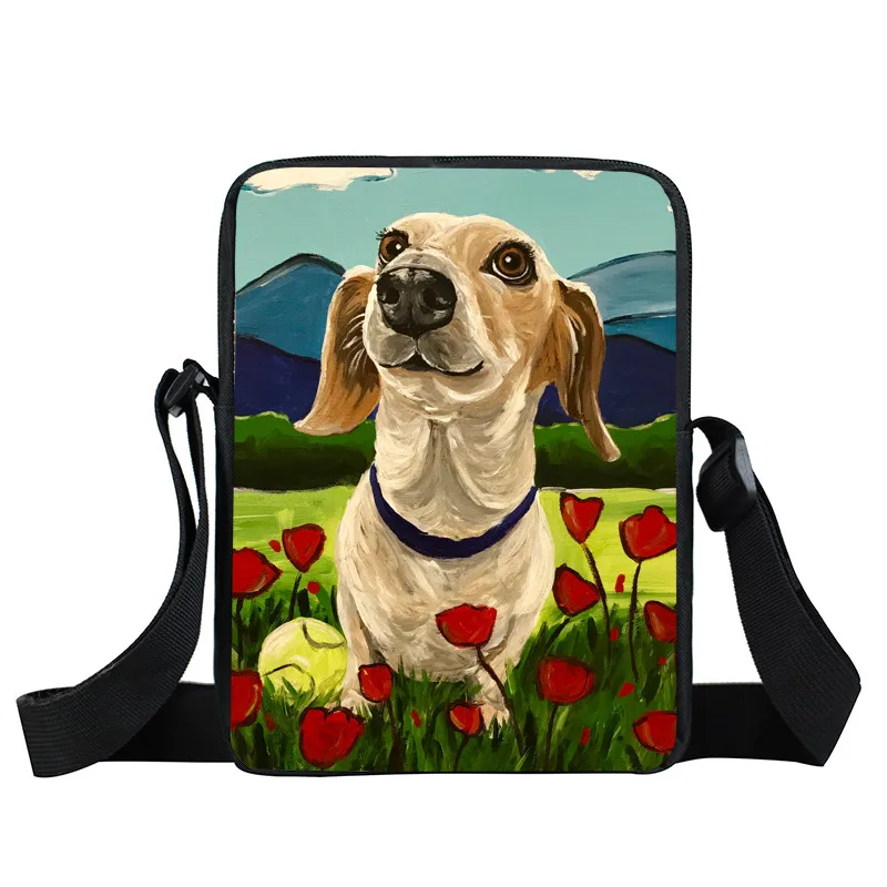 Cute Dog Dachshund Messenger Bag Women Handbag Girls Satchel Bags Leisure Cross Bags for Travel Ladies Shoulder Bag Bookbag