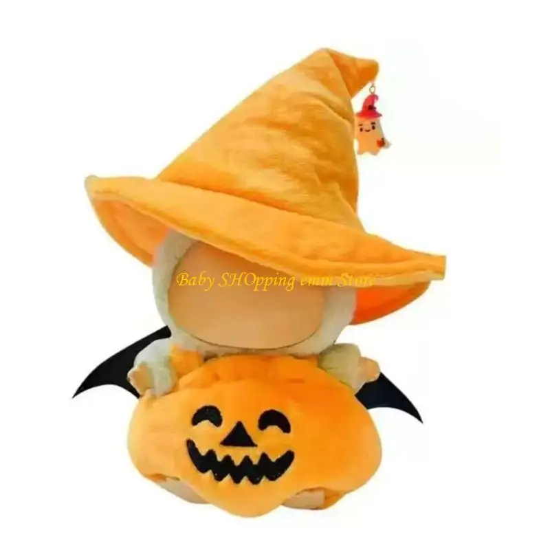 

23GD Trendy Plush Doll Black Wizard Hat And Design Top Pumpkin Top Photo Props