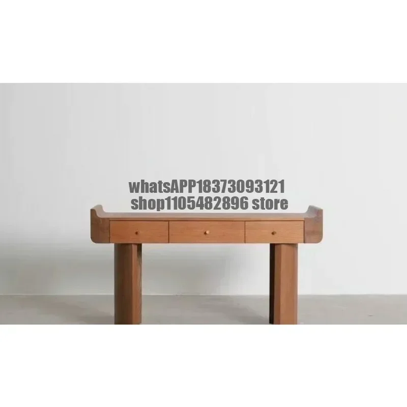 Medieval style solid wood walnut desk French retro high-end sense home living room writing