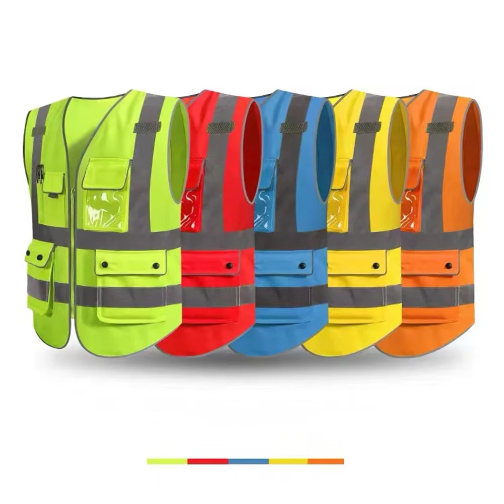 Workwear Vest for Construction Site Safety Protection Multi Pocket Leader Worker Safety Vest Hi Vis Working Clothes