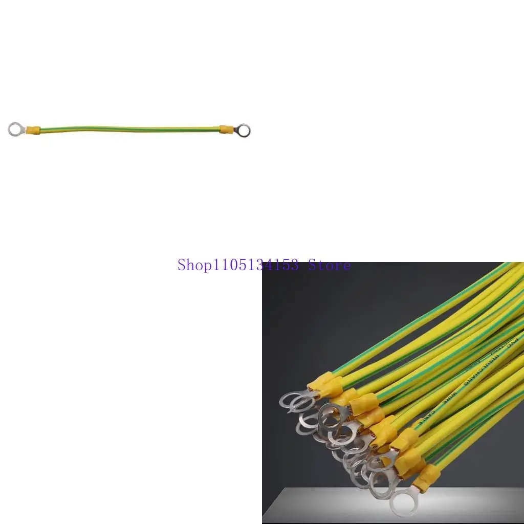 

hg89 BVR Solar Photovoltaic Ground Wire With Terminals Earth Wire Hole 9mm Yellow-Green Flexible Copper Earth Cable