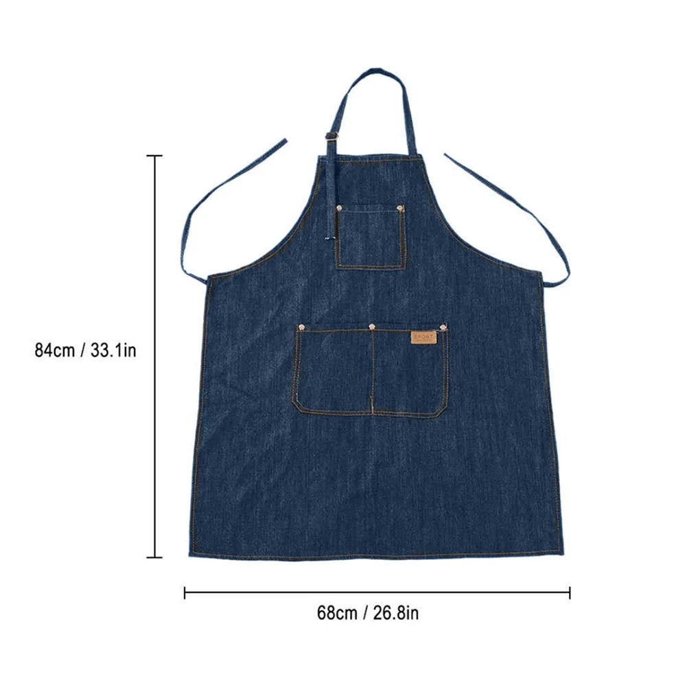 1-3PCS Haushalt Denim Schürze Öl-beweis Kann Hände Abwischen Küche Kochen Männer Frauen Erwachsene Mit Werkzeug tasche Mode Kaffee Über Schürze