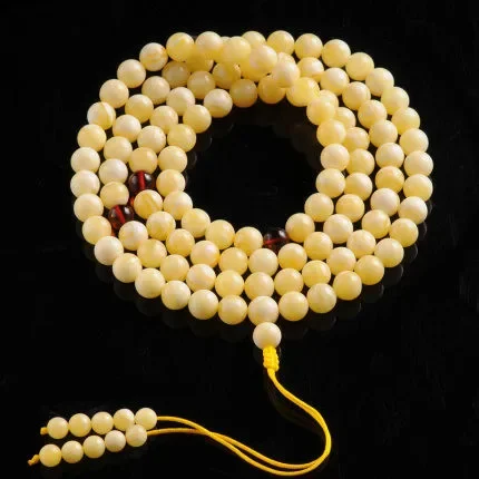 Russian material beeswax 108 Buddha bead bracelet necklace bracelet men women chicken oil yellow flower handicraft accessories