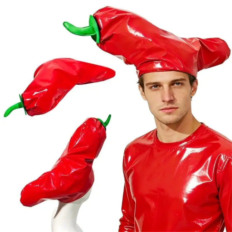 

Y3NE Great Gift Chili Pepper Shaped Hat For Festive Occasion Easy To Wear Costume Prop Suitable For Adults And Children