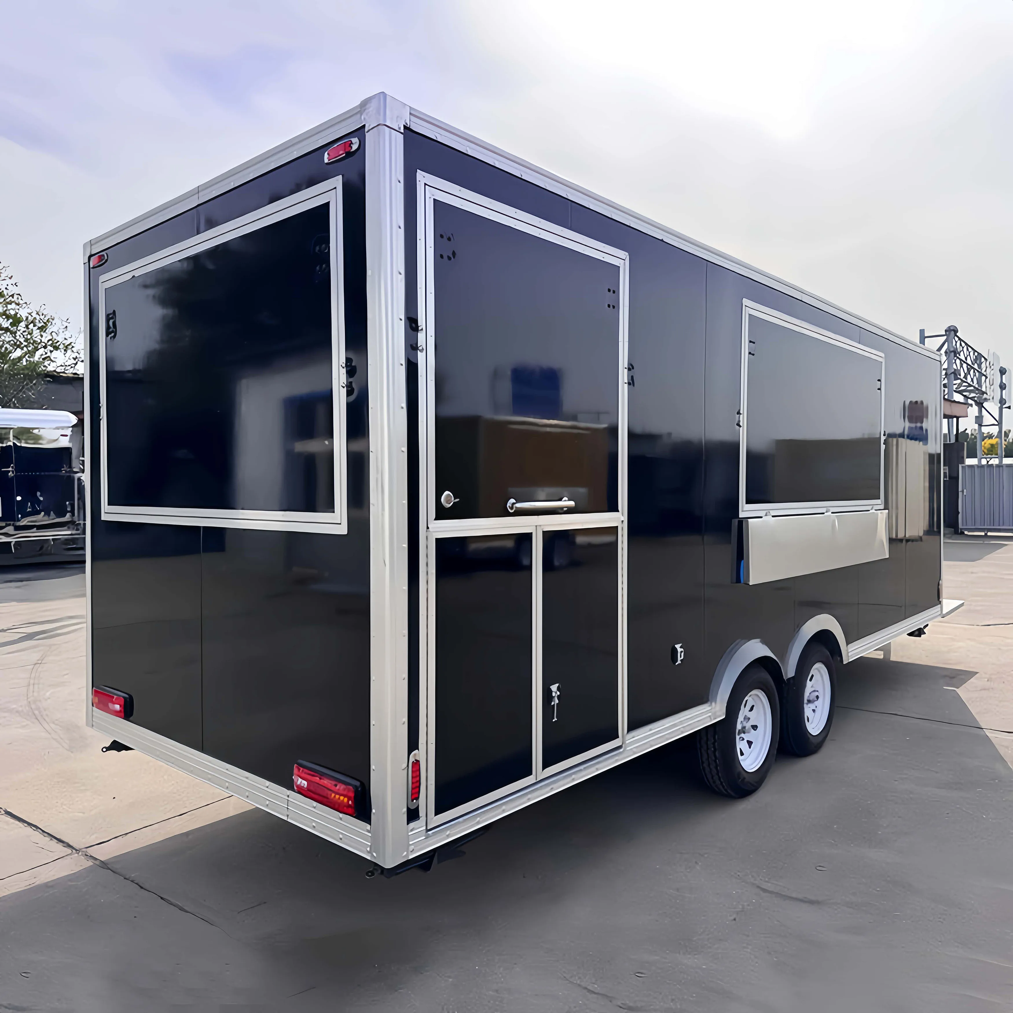 

Customizable Stainless Steel Food Truck Trailer Hot Dog Burger Ice Cream Cart Off-road Camper Trailer