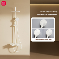Diiib Milk White/Gun Gray Bathroom Shower System Set Large Storage Rack Faucet Mixer Bath Tap Hot Cold Water Smart Cold Start