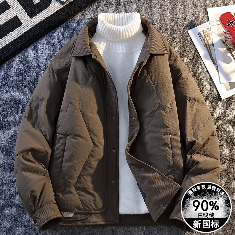 

Men's Down Jackets for Autumn and Winter, Filled with High-Quality White Duck Down, Lapel Casual Jacket Down Coats.