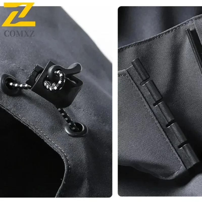 COMXZ رجالي 2025 طبعة جديدة سترة رياضية خفيفة الوزن تصميم مريح بقلنسوة لصيد الأسماك والعمل سترة واقية مقاومة للماء #5