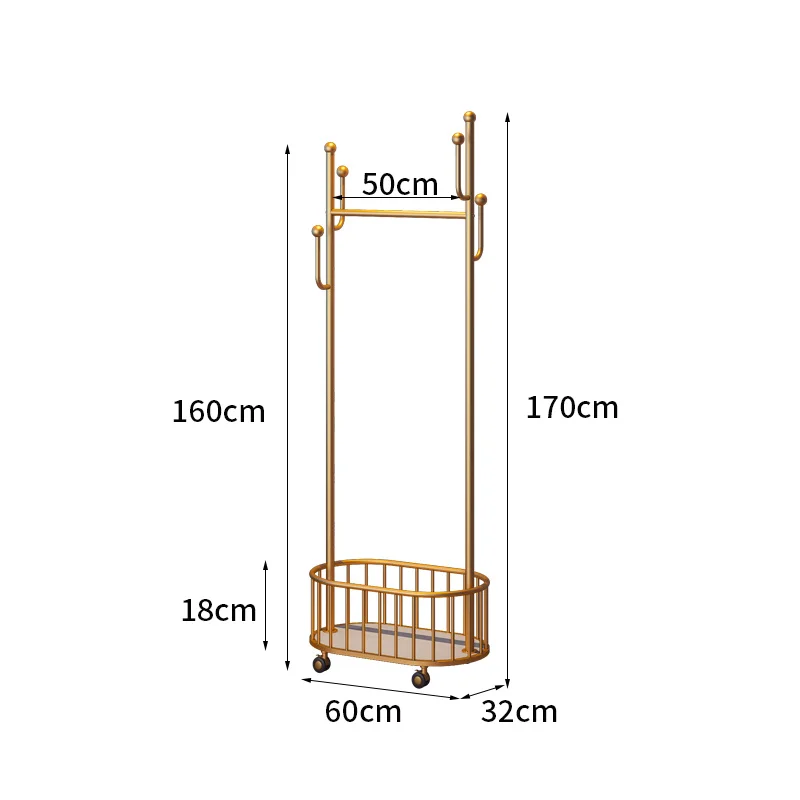 

Coat Rack Simple Floor Bedroom Light Luxury Living Room Clothes Rack with Wheels Clothes Hanger