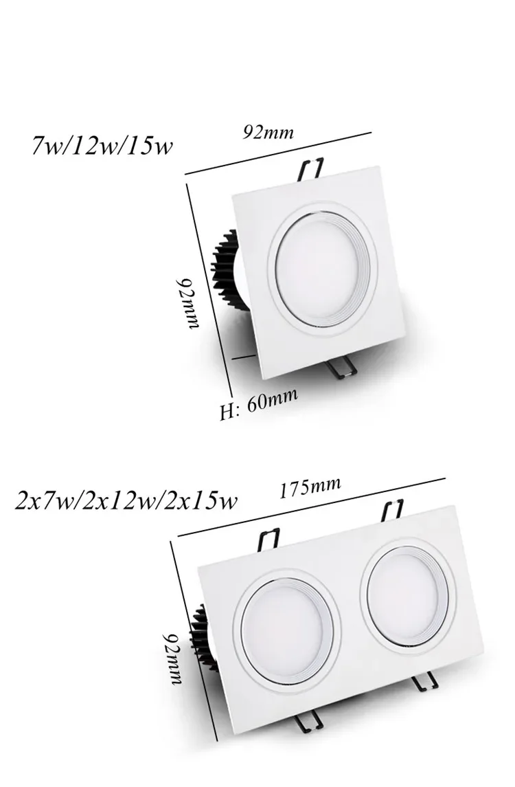 Spot lumineux LED encastrable avec technologie COB, éclairage d'intérieur, luminaire décoratif de plafond, idéal pour une chambre d'hôtel, 7/12/15/30W, AC 220V