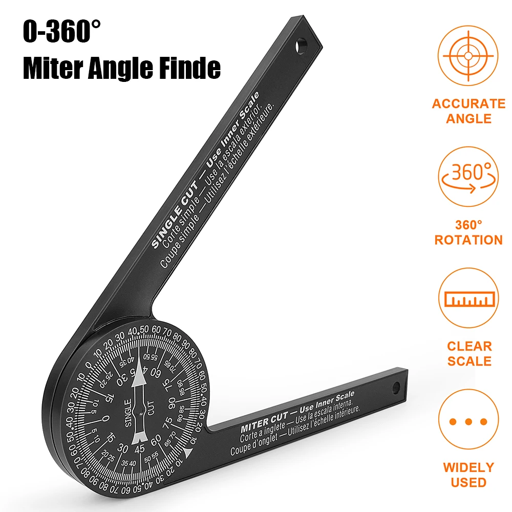 Carpenter Angle Finder Meter Gauge Tools Mitre Saw Protractor ABS Angle Finder Level With Marking Pencil Woodworking Scale