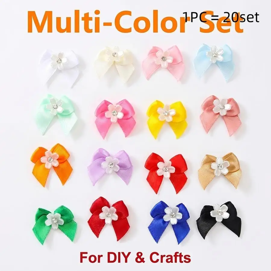 1/5/10/20/50/100pcs 30-Pack Satin Mini Bows with Rhinestones, Floral Design for Crafts Funny Positive Mini Items Graduation Teac