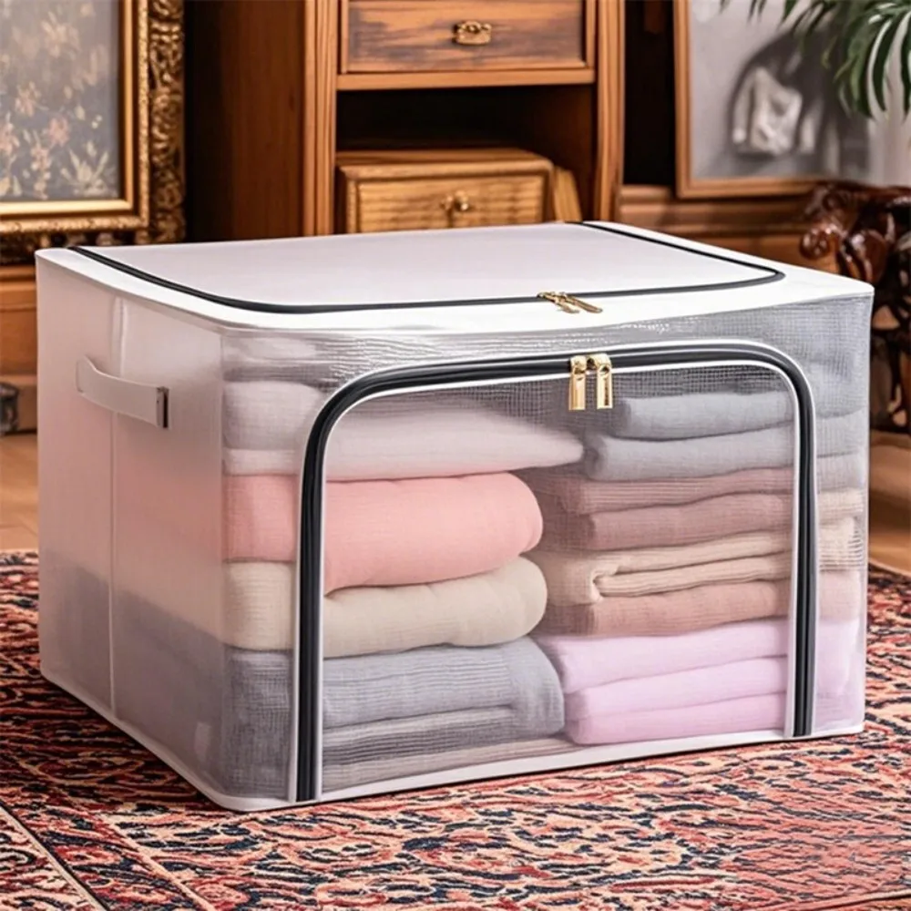 

Large Transparent Pants Folding Storage Box Waterproof Nylon Mesh Organizer for Closet Drawer Space Saving Clothing Solution