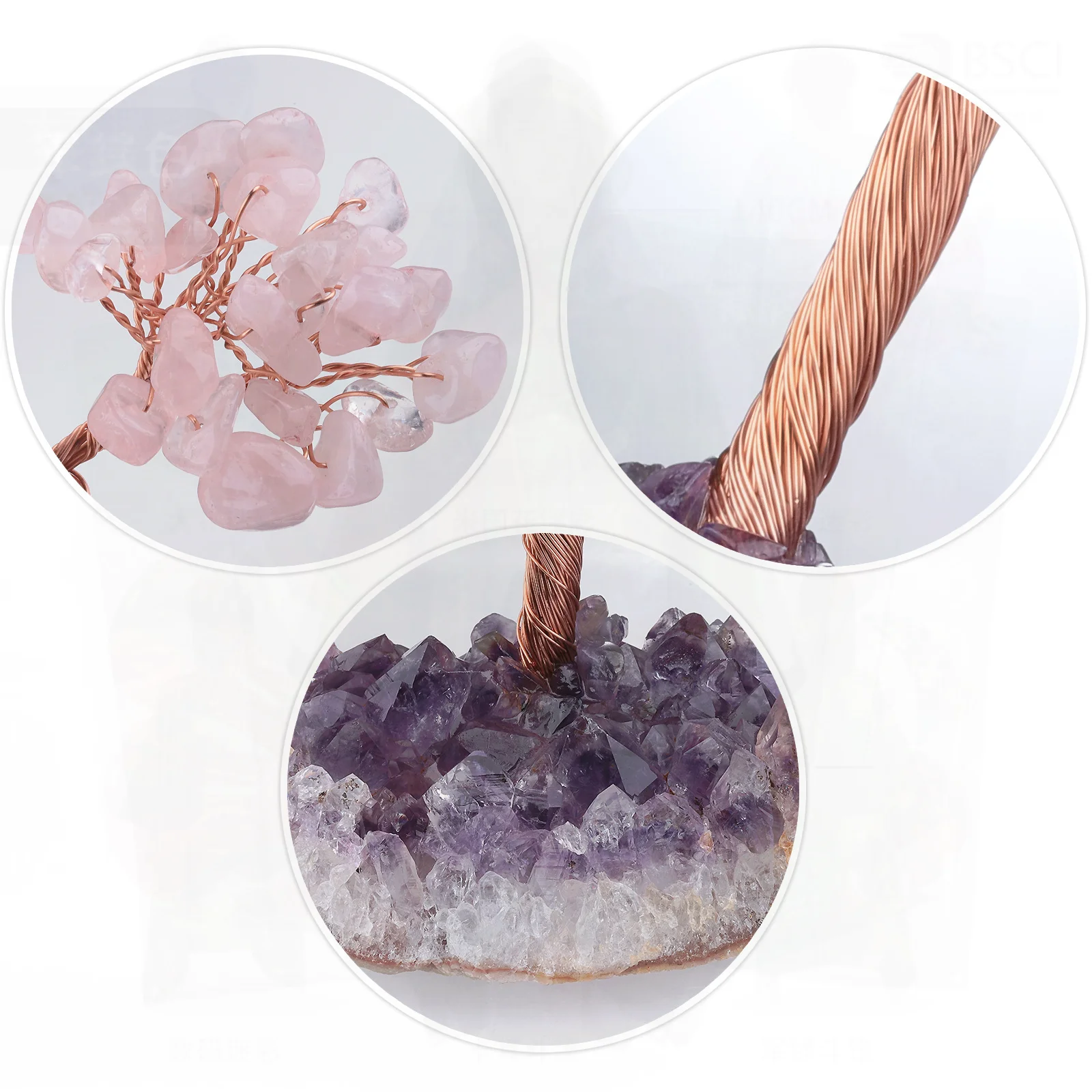 

Натуральный аметист, цветок, хрустальное дерево, счастливый гравийный орнамент, нестандартный дизайн в виде базового листа для домашнего декора и подарка - фиолетовый, розовый, синий