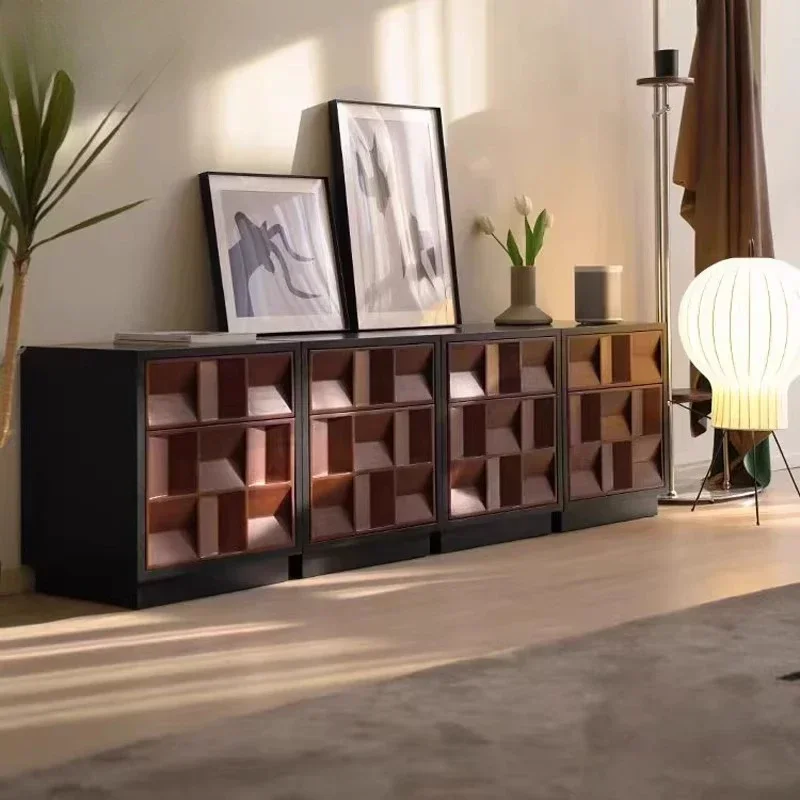 Retro module cabinet Small apartment dining side cabinet Bedside entry bucket Free combination cabinet