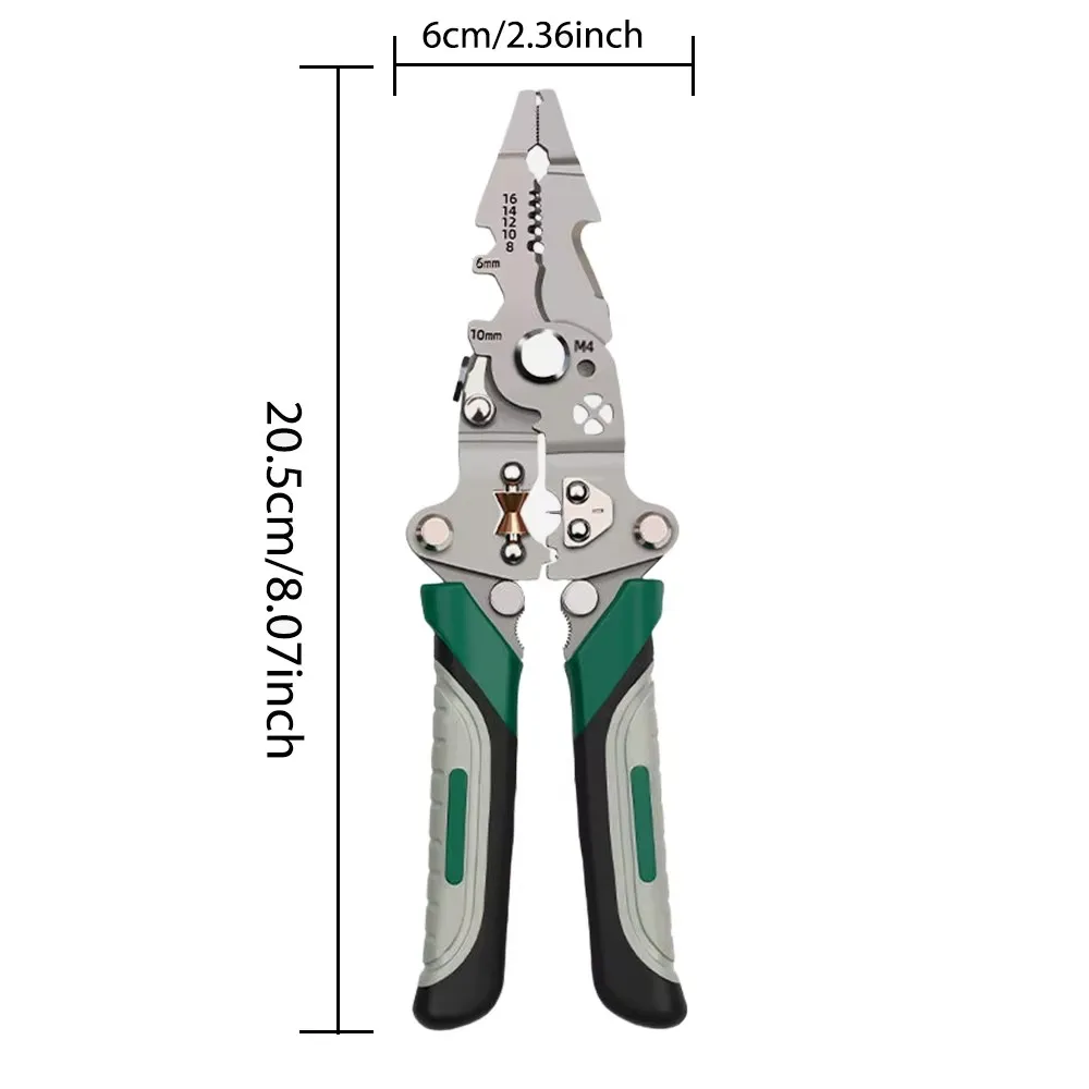 Foldable Wire Stripper with Pulley Design, Multi-Function Electrician Pliers for Auto Repair Disassembly & Install