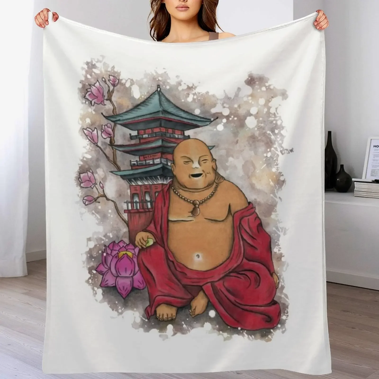 Laughing Buddha Throw Blanket Retros Soft Blankets