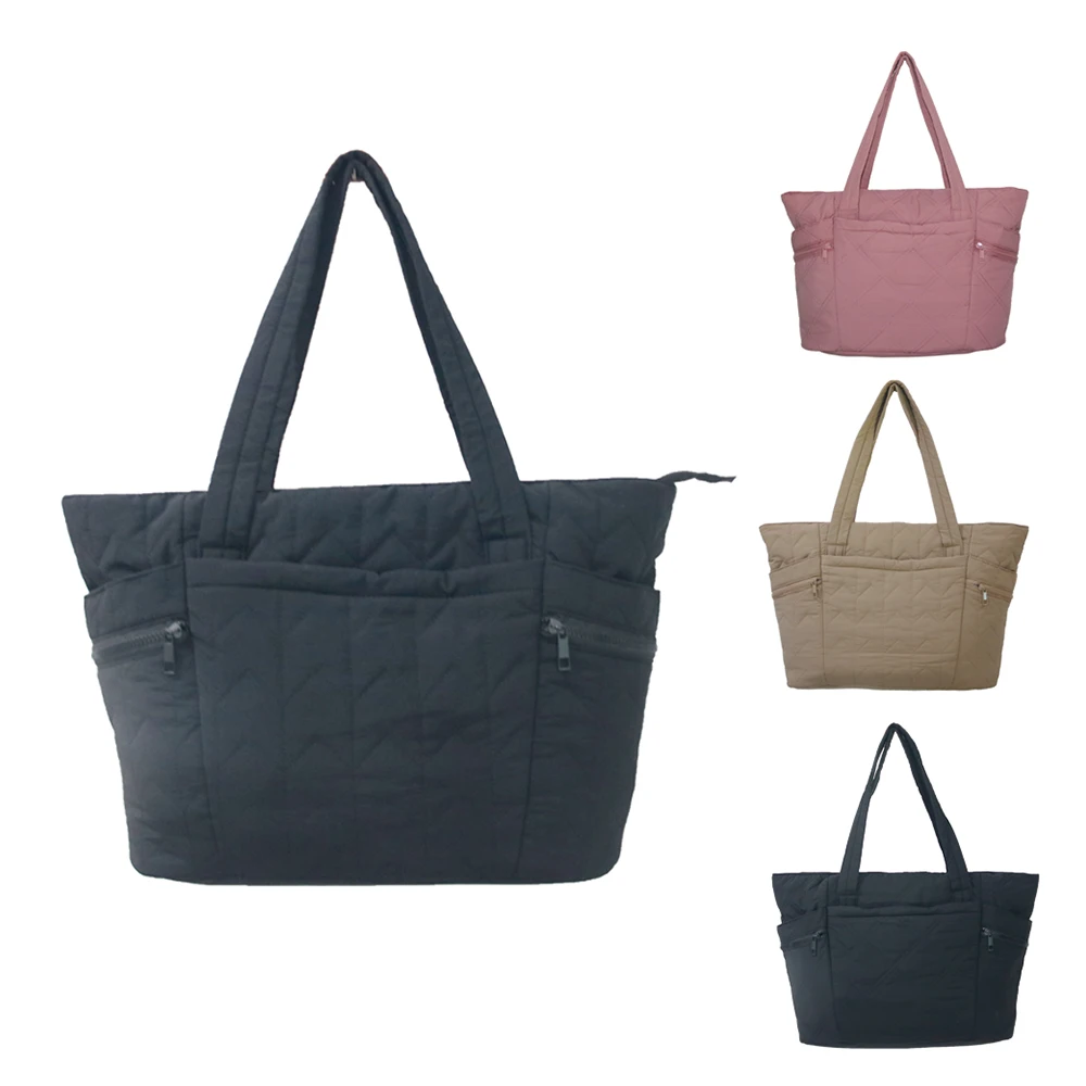 

Women Handbag Fall Winter Fashion Cotton Suit Shoulder Bag Large Capacity Solid Color All-Match Shopping Tote Bag