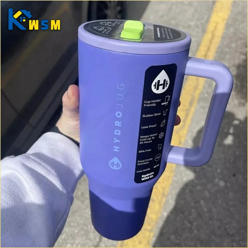 2PCS HydroJug Traveler Tumbler 40OZ Straw Lid Stainless Steel Vacuum Insulated Car Mug Double Wall Thermal Iced Travel