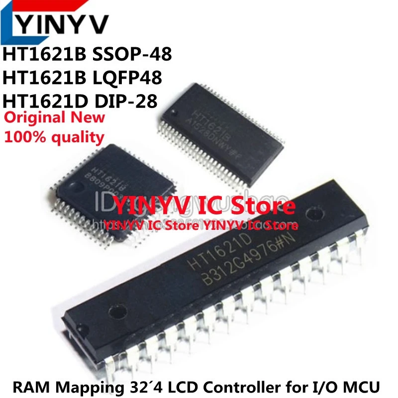 10Pcs HT1621 HT1621B SSOP-48 HT1621D DIP-28 HT1621B LQFP48 RAM Mapping 32´4 LCD Controller for I/O MCU Original New 100% quality