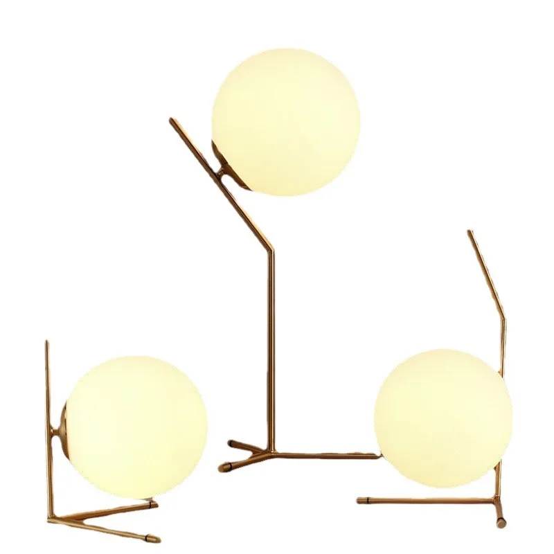 Lampada da tavolo moderna e semplice in vetro, comodino creativo per camera da letto, lampada da tavolo decorativa personalizzata con sfera rotonda