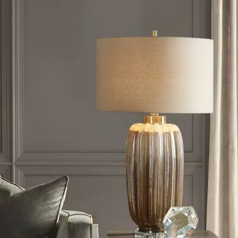 American Pumpkin Shaped Floor Lamps Model House Designer Decoration Villa Modern Living Room Bedroom Bedhead Ceramic Desk Lights