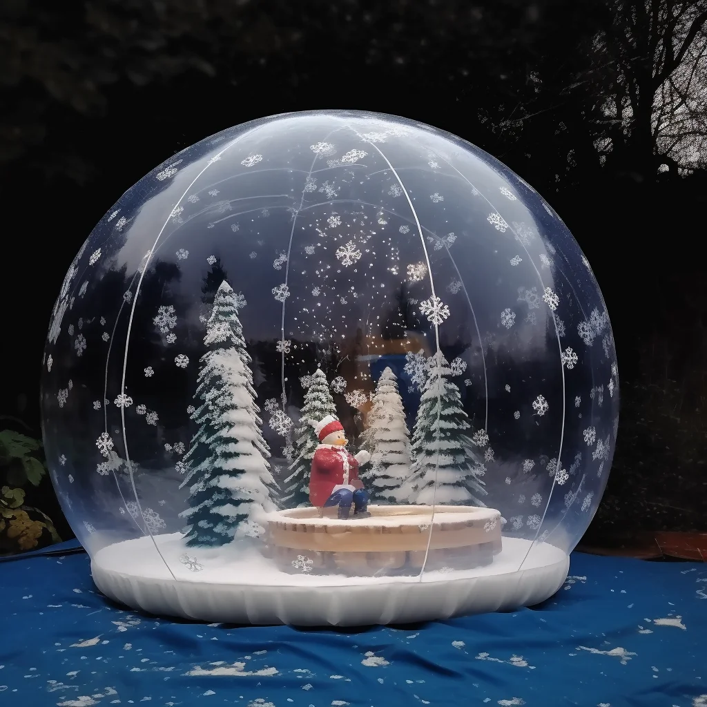 Globo de nieve inflable de Navidad, casa de burbujas transparente, fondo fotográfico, tienda de burbujas, cúpula de aire, globo de nieve, telón de fondo para fotomatón